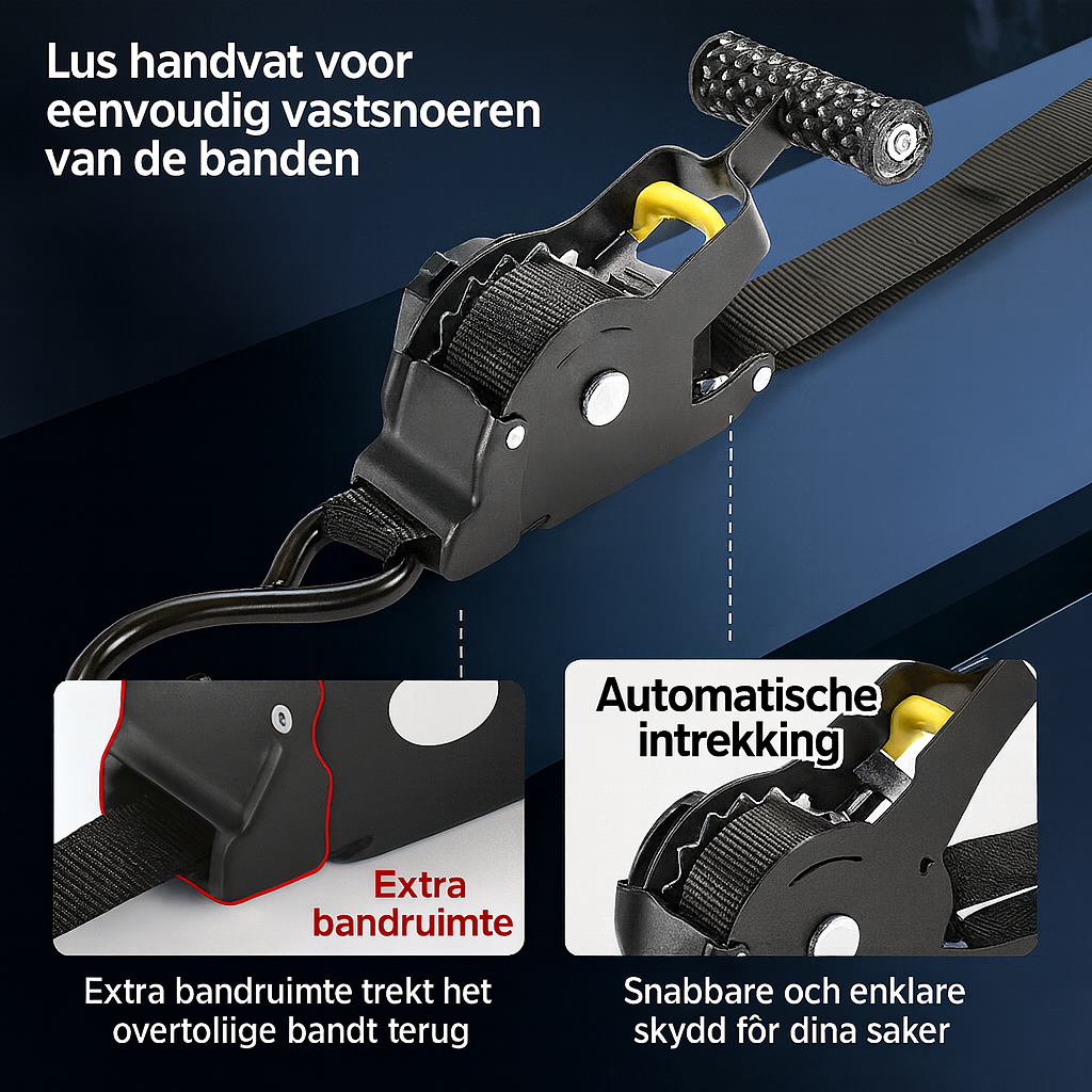 Xstrap zelfoprollende ratelspanband