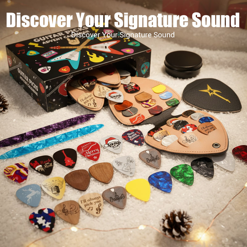 Gitaar adventskalender met 24 gitaarplectrums